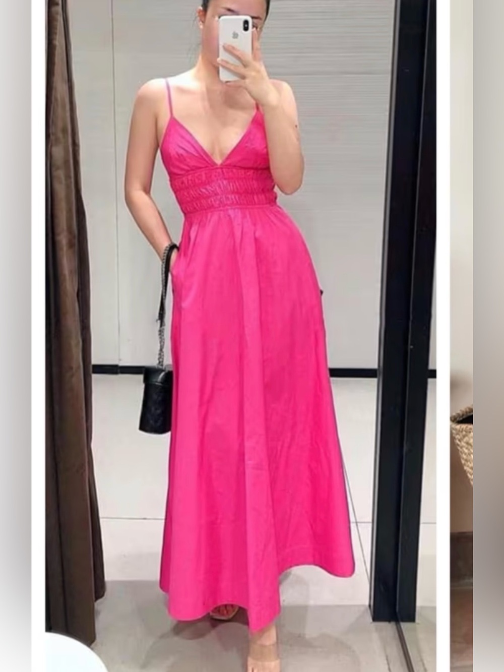 Zara Hot Pink Spaghetti-Strap Maxi Dress